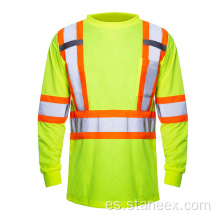 Camisa de alta visibilidad de seguridad reflectante camisas de trabajo amarillo